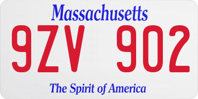 MA license plate 9ZV902