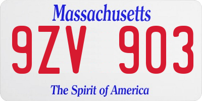 MA license plate 9ZV903