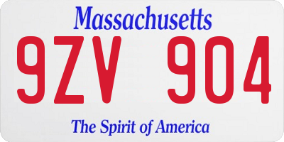 MA license plate 9ZV904