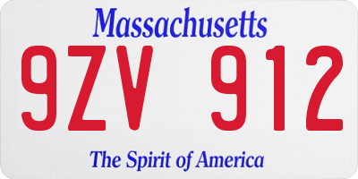 MA license plate 9ZV912