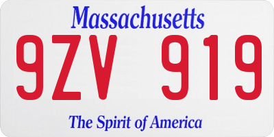 MA license plate 9ZV919