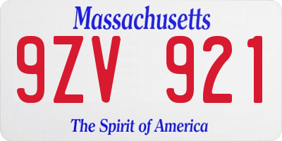 MA license plate 9ZV921