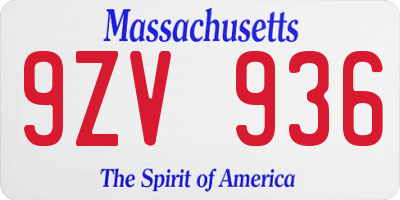 MA license plate 9ZV936