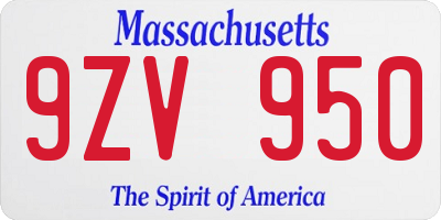 MA license plate 9ZV950