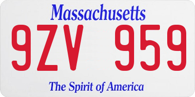 MA license plate 9ZV959