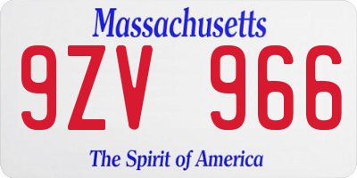 MA license plate 9ZV966