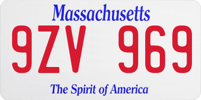 MA license plate 9ZV969