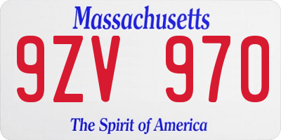 MA license plate 9ZV970