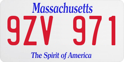 MA license plate 9ZV971