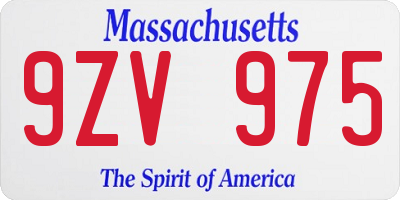 MA license plate 9ZV975