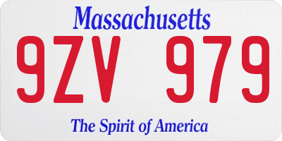 MA license plate 9ZV979