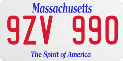 MA license plate 9ZV990