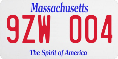 MA license plate 9ZW004