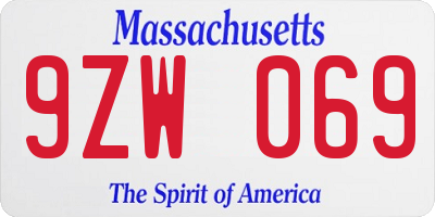 MA license plate 9ZW069