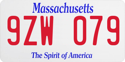MA license plate 9ZW079