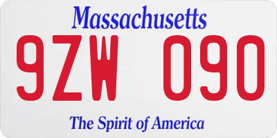 MA license plate 9ZW090