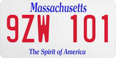 MA license plate 9ZW101