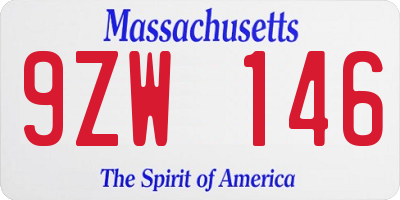 MA license plate 9ZW146