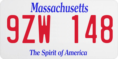 MA license plate 9ZW148