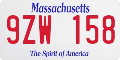 MA license plate 9ZW158