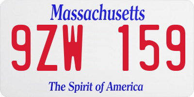 MA license plate 9ZW159