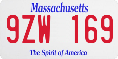 MA license plate 9ZW169
