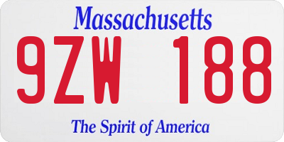 MA license plate 9ZW188