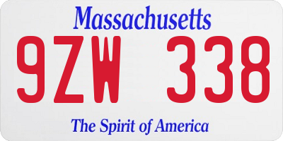 MA license plate 9ZW338