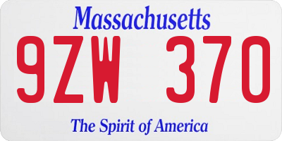 MA license plate 9ZW370