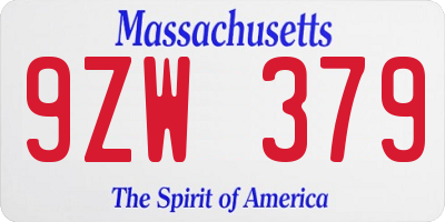 MA license plate 9ZW379