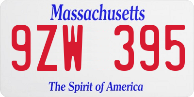 MA license plate 9ZW395