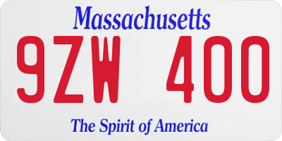 MA license plate 9ZW400