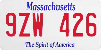 MA license plate 9ZW426