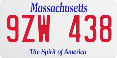 MA license plate 9ZW438