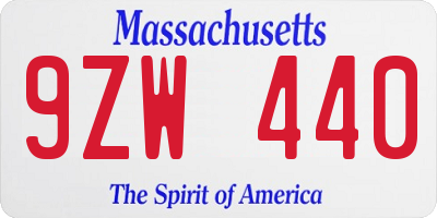 MA license plate 9ZW440