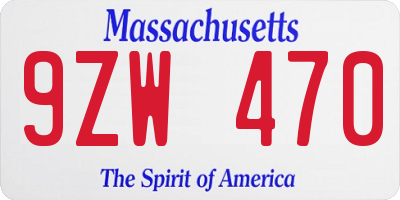 MA license plate 9ZW470