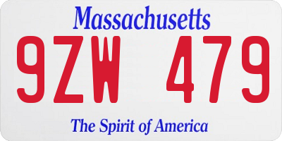 MA license plate 9ZW479