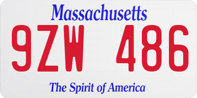 MA license plate 9ZW486