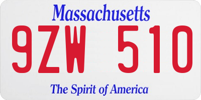 MA license plate 9ZW510