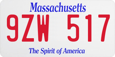 MA license plate 9ZW517