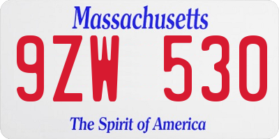 MA license plate 9ZW530