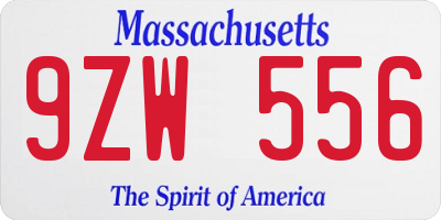 MA license plate 9ZW556