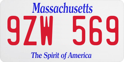 MA license plate 9ZW569