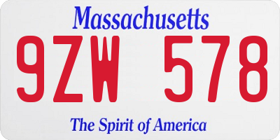 MA license plate 9ZW578