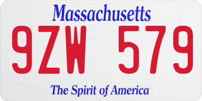 MA license plate 9ZW579