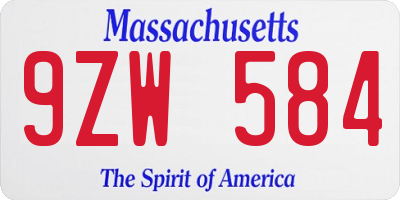 MA license plate 9ZW584