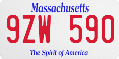 MA license plate 9ZW590