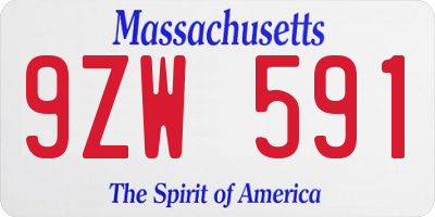 MA license plate 9ZW591