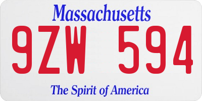 MA license plate 9ZW594