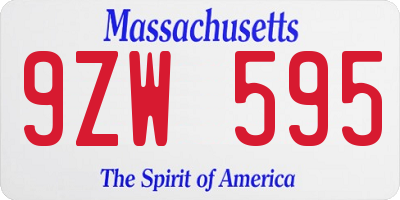 MA license plate 9ZW595